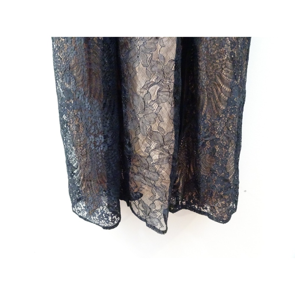 Anthropologie Black Floral Lace Halter Midi Dress Nude Lining 10P Party Formal - Picture 3 of 14